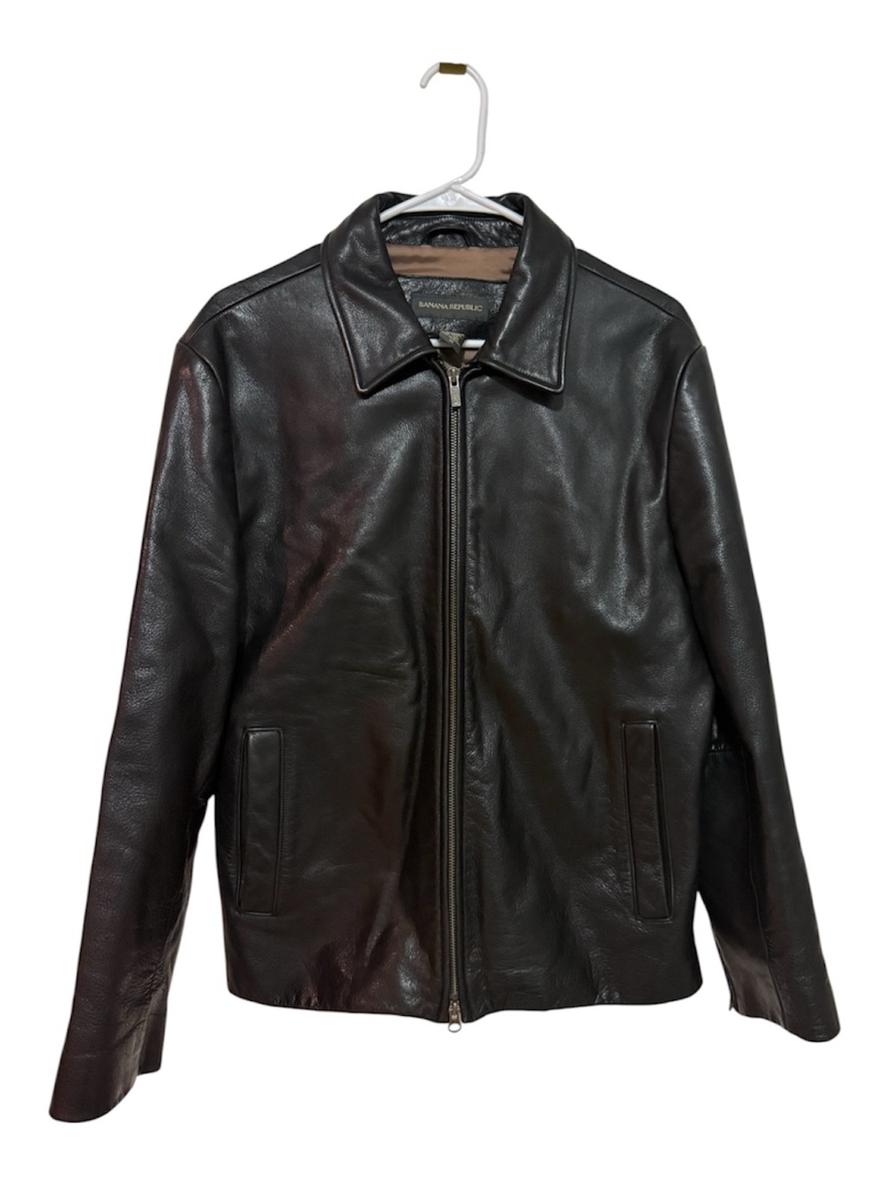 Banana Republic Men's Dark Brown Leather Bomber Jacket medium